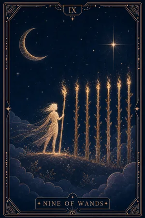 ไพ่เก้าแห่งไม้เท้า (Nine of Wands)