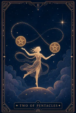 ไพ่สองแห่งเหรียญ (Two of Pentacles)